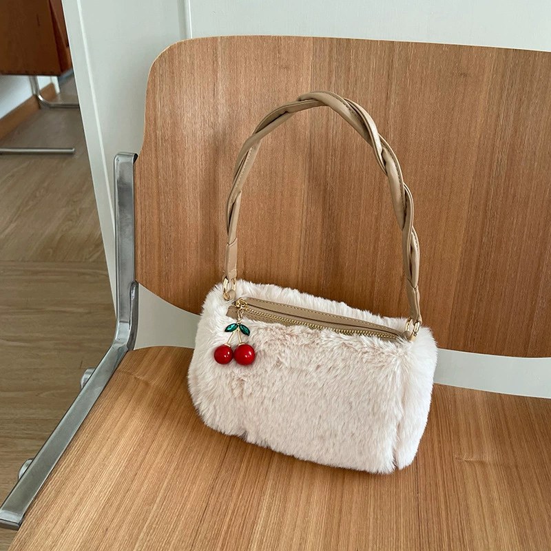 Plush Faux Fur Quilted Chain Bag view 2