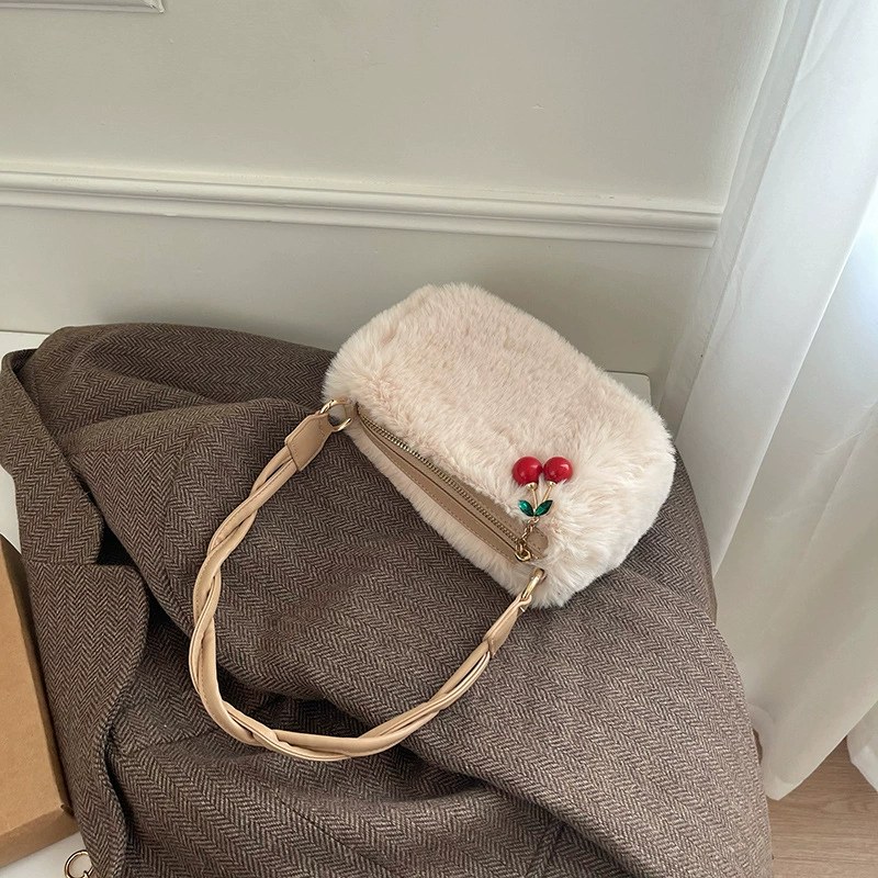 Plush Faux Fur Quilted Chain Bag view 4