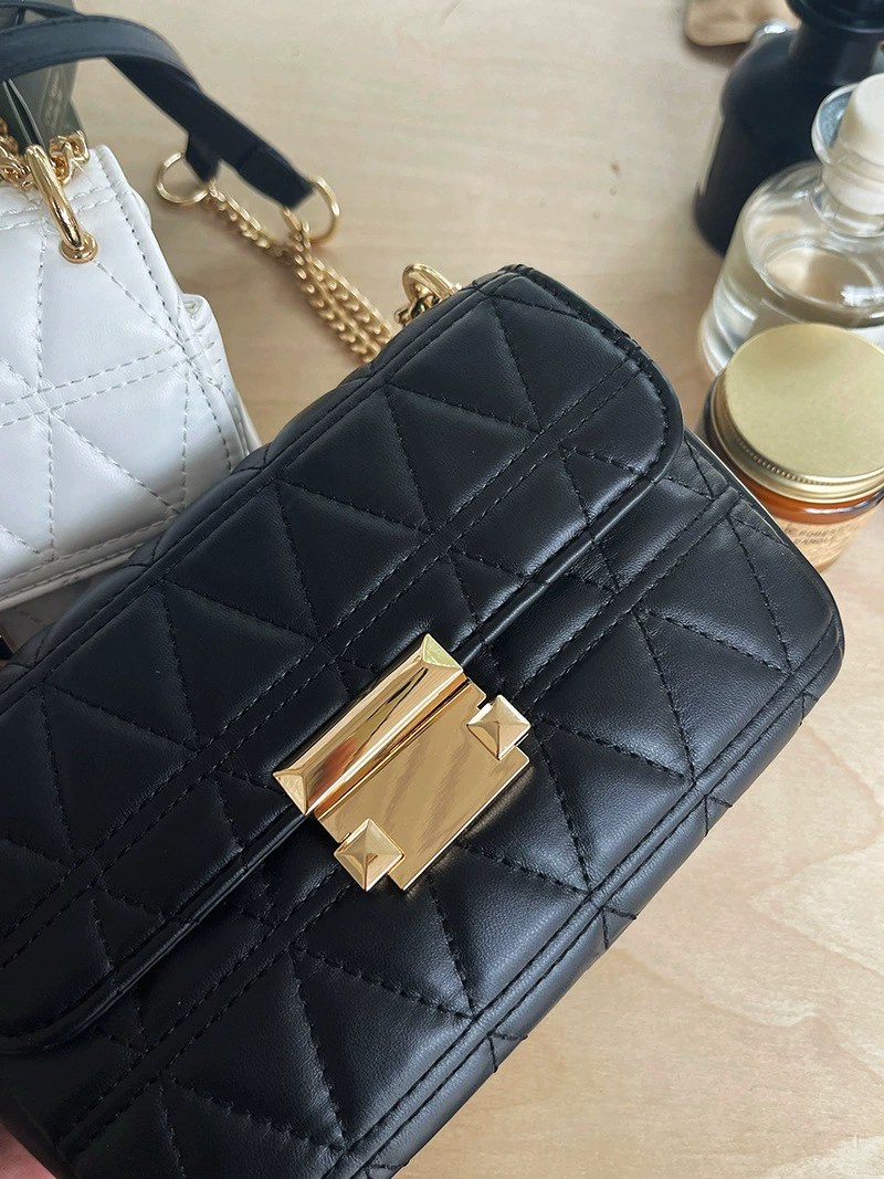 Black PU Leather Quilted Chain Bag view 2
