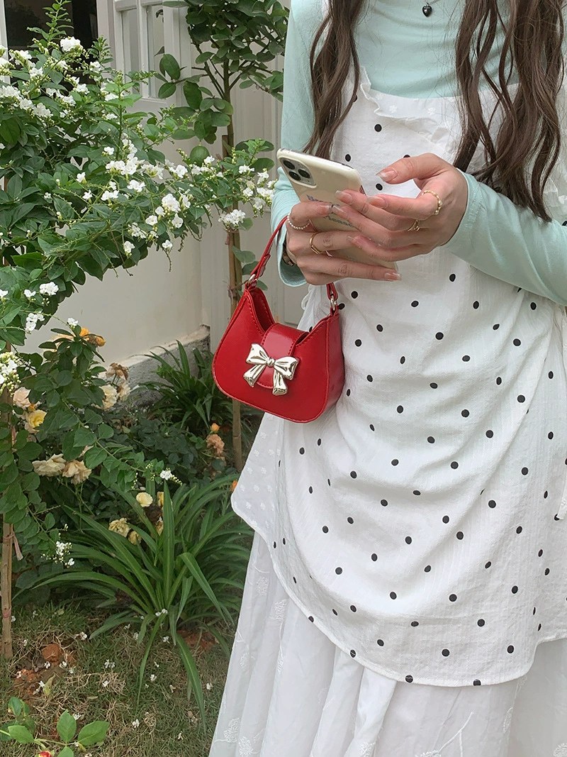 Red PU Leather Quilted Chain Bag view 2