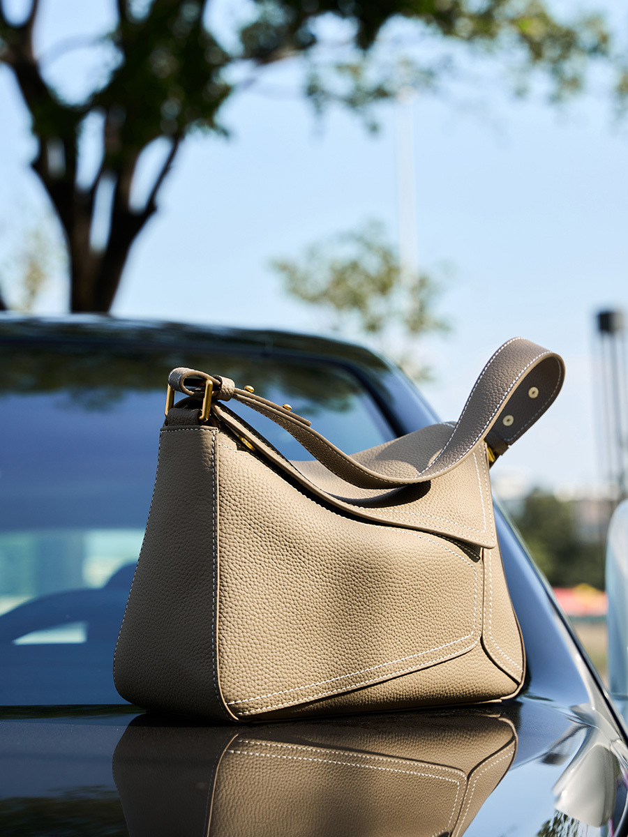 Structured Top-Handle Shoulder — Camel view 3