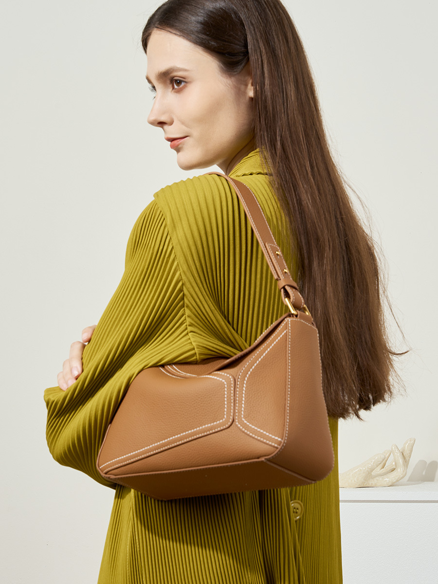 Structured Top-Handle Shoulder — Camel view 4