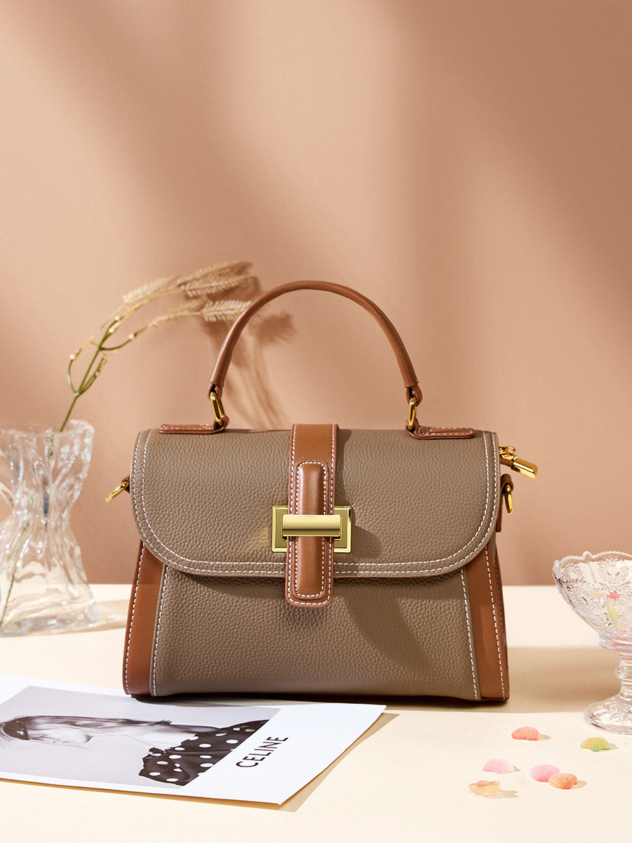 Premium Cowhide Top-Handle Shoulder Bag — High-End Texture view 4