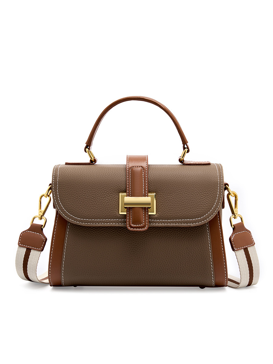 Premium Cowhide Top-Handle Shoulder Bag — High-End Texture view 5