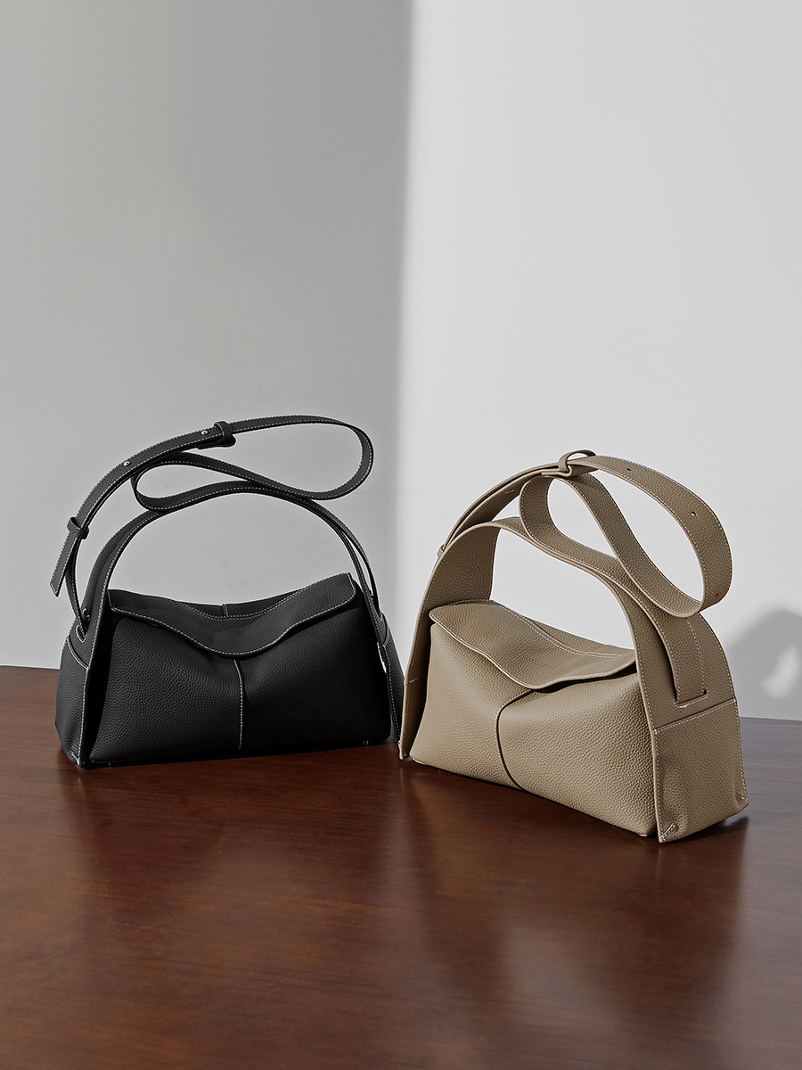 Cowhide Canopy-Shape Shoulder Bag — Detachable Strap System view 5
