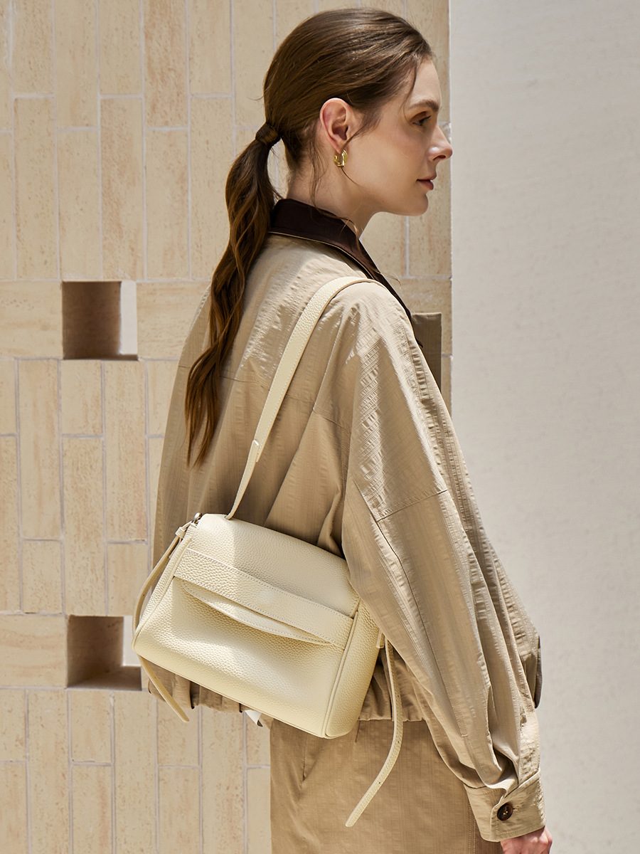 Soft Cowhide Tofu Shoulder Bag — Commute Underarm view 2