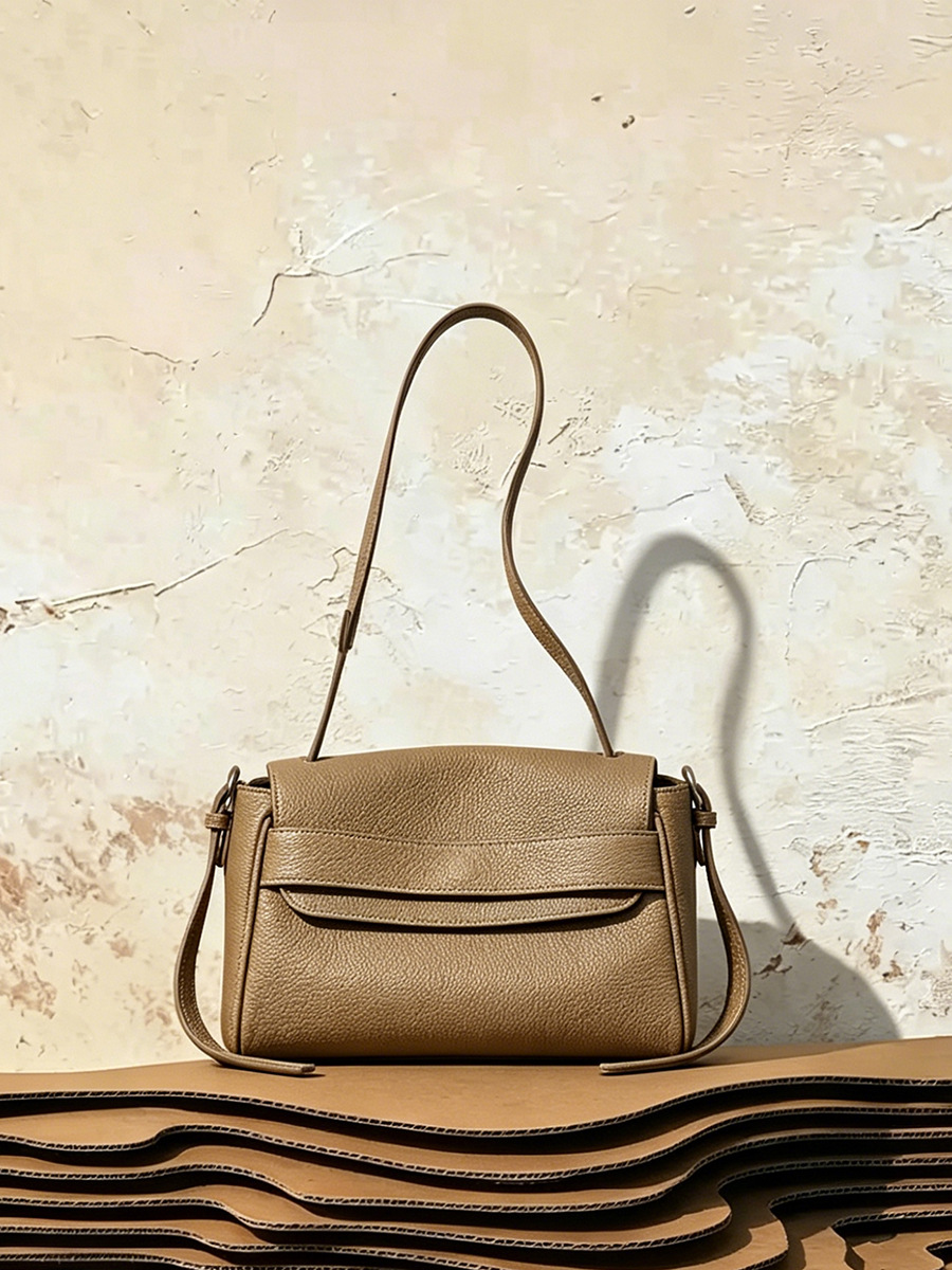 Soft Cowhide Tofu Shoulder Bag — Commute Underarm view 5