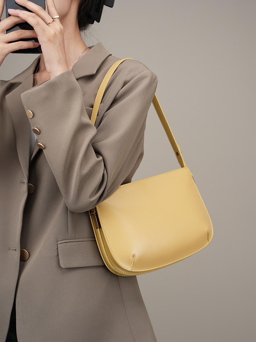 Premium Cowhide Underarm Shoulder Bag — Refined Two-Colour view 2
