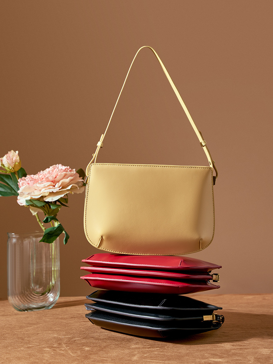Premium Cowhide Underarm Shoulder Bag — Refined Two-Colour view 4