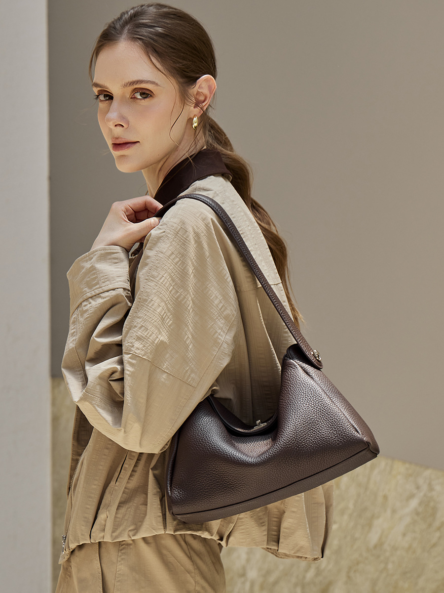 YY-SHO-018 Korean ins vertical underarm shoulder bag in elephant grey — wholesale Korean designer YANYAN