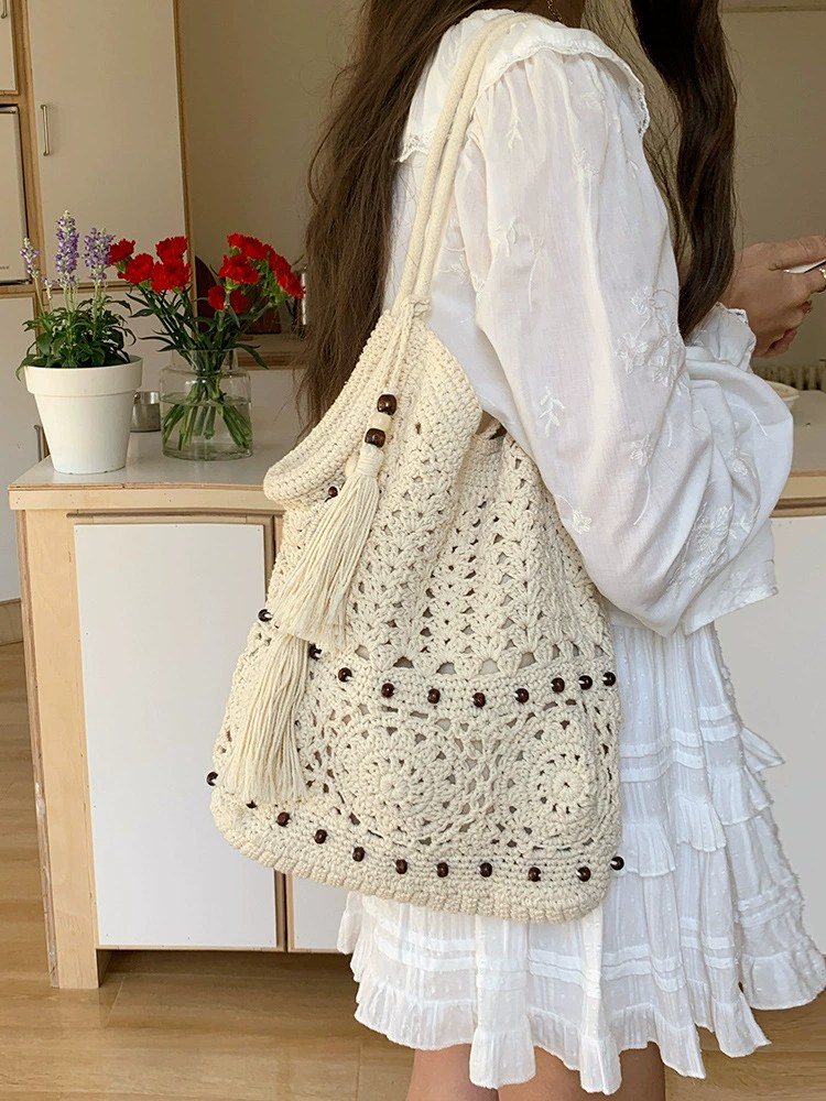 Woven Synthetic Shoulder Bag view 4