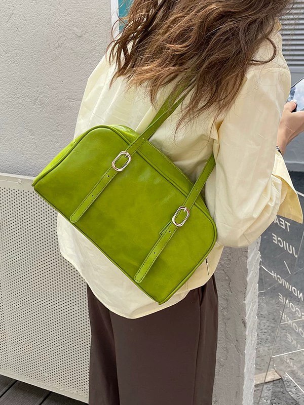 Green PU Leather Shoulder Bag view 3