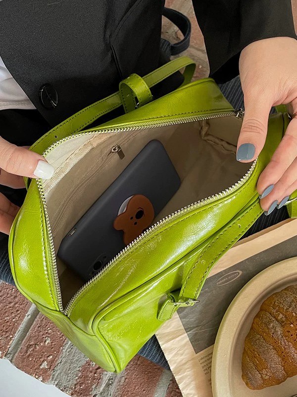 Green PU Leather Shoulder Bag view 4