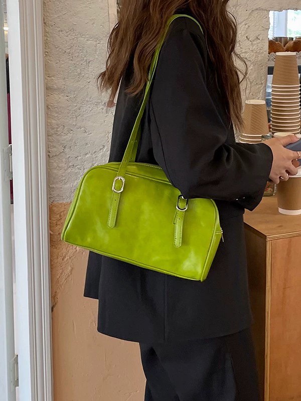 Green PU Leather Shoulder Bag view 5