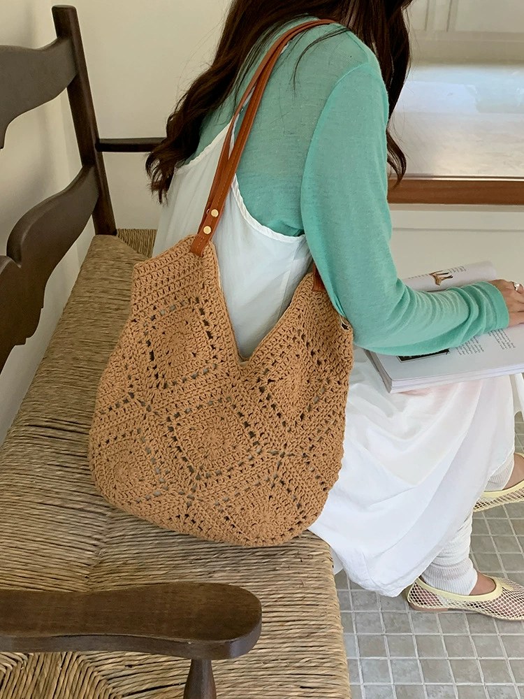 Woven Synthetic Shoulder Bag view 4