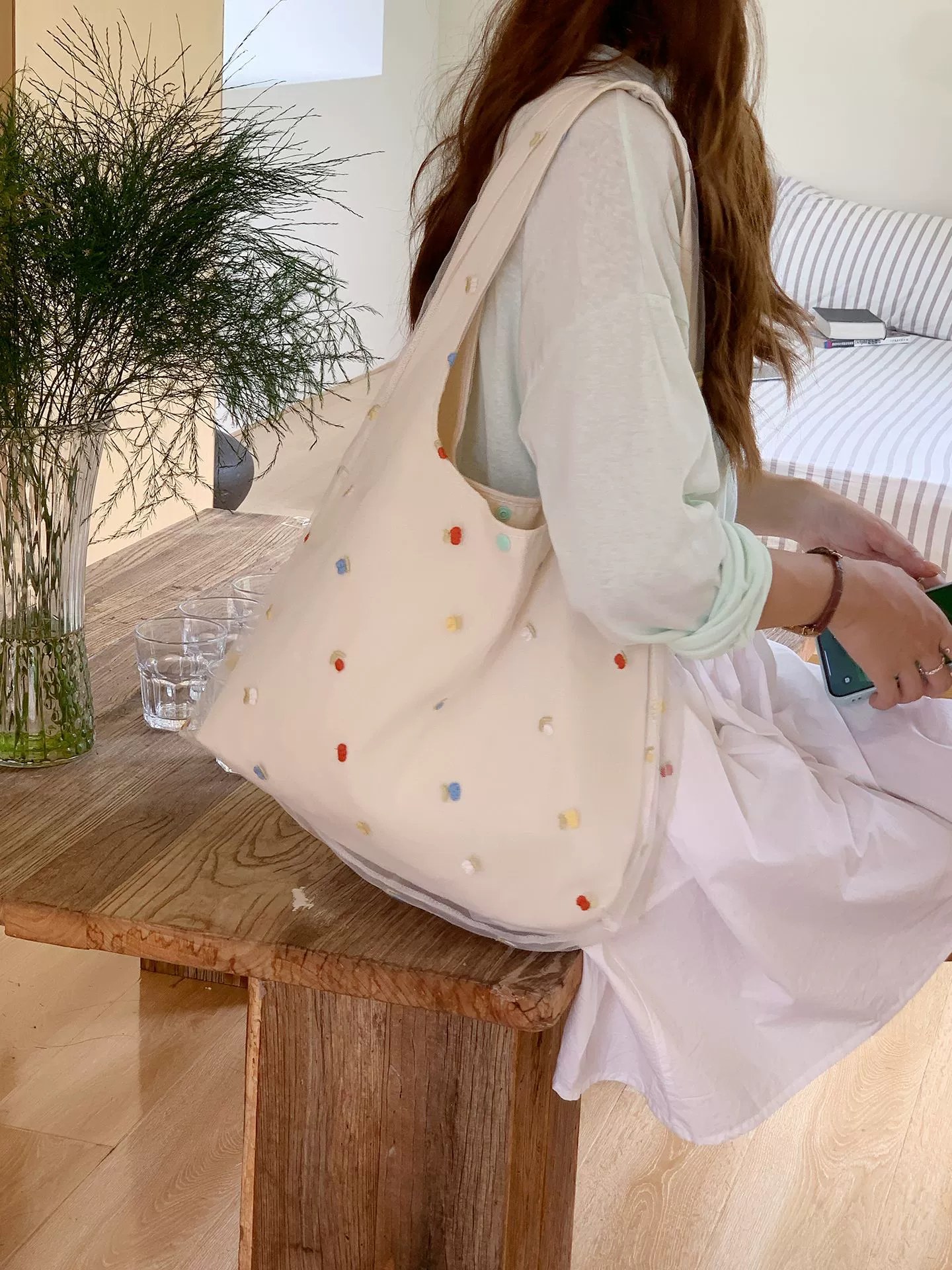 Cotton Canvas Shoulder Bag view 3