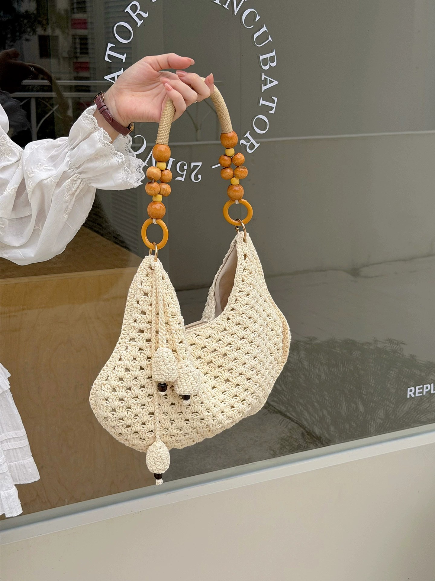 Woven Synthetic Shoulder Bag view 3