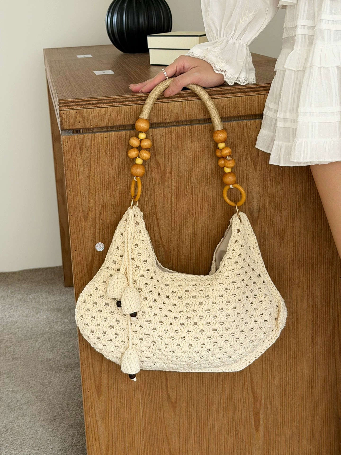Woven Synthetic Shoulder Bag view 4