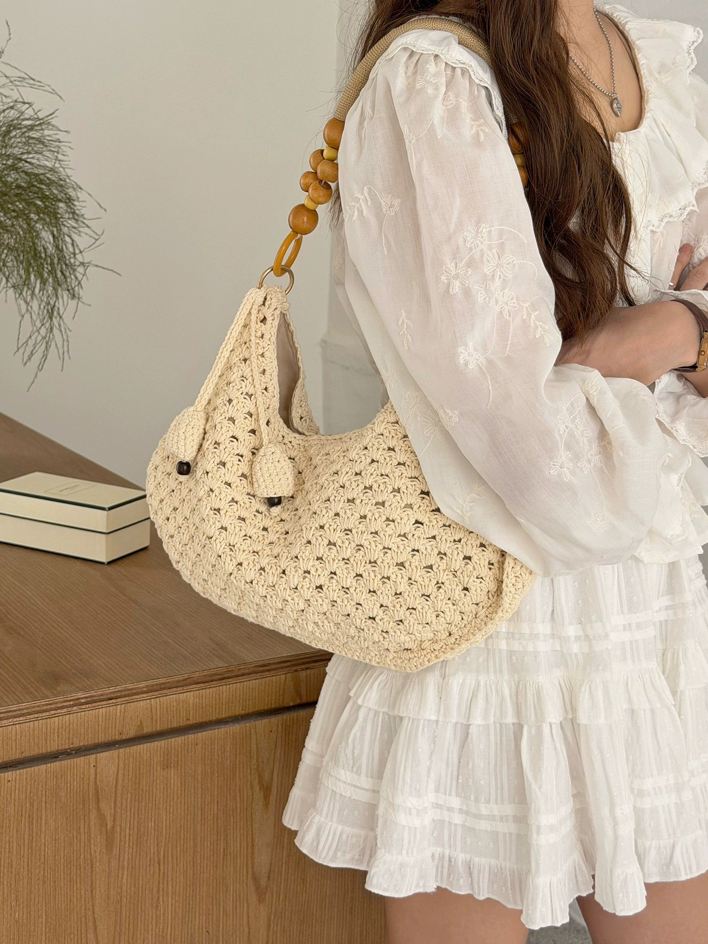 Woven Synthetic Shoulder Bag view 5