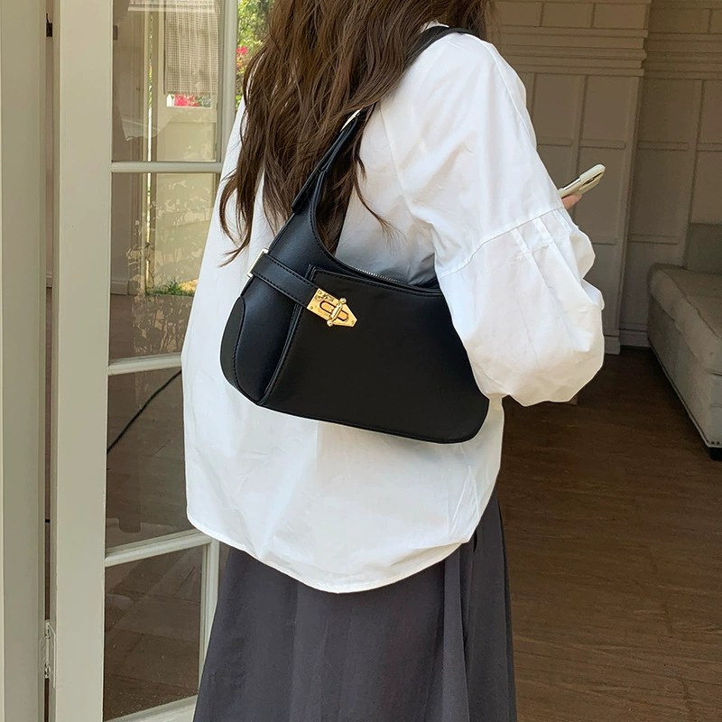 Black PU Leather Shoulder Bag view 2