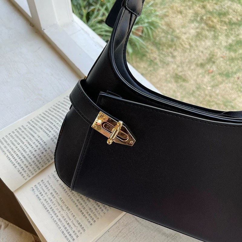 Black PU Leather Shoulder Bag view 4