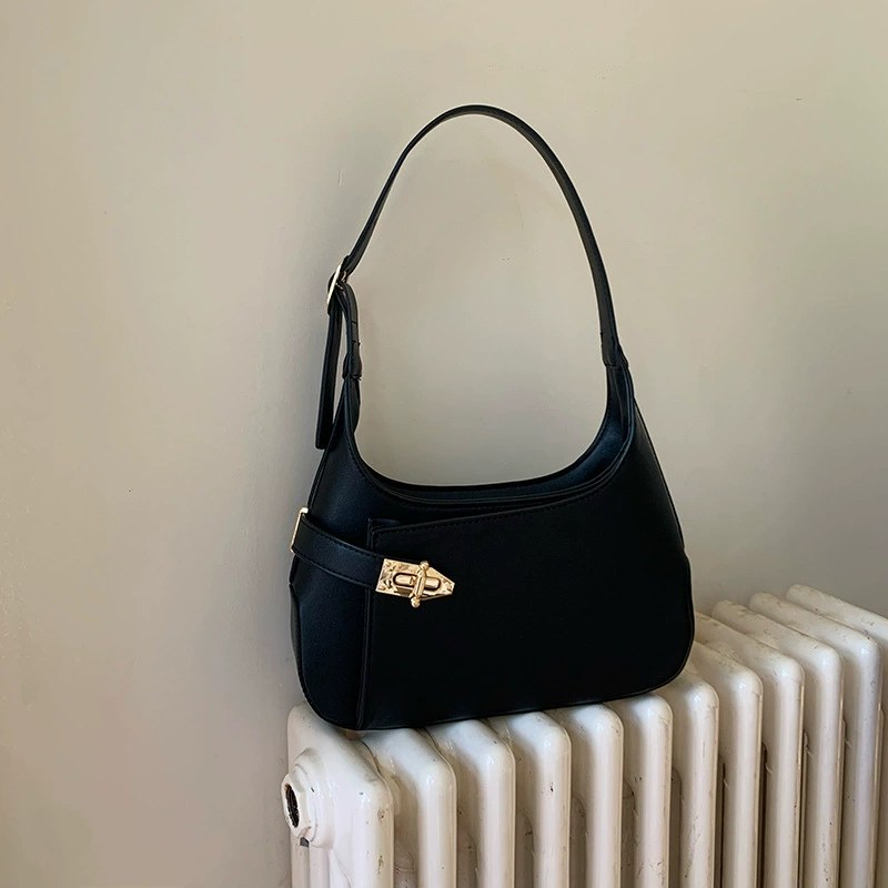 Black PU Leather Shoulder Bag view 5