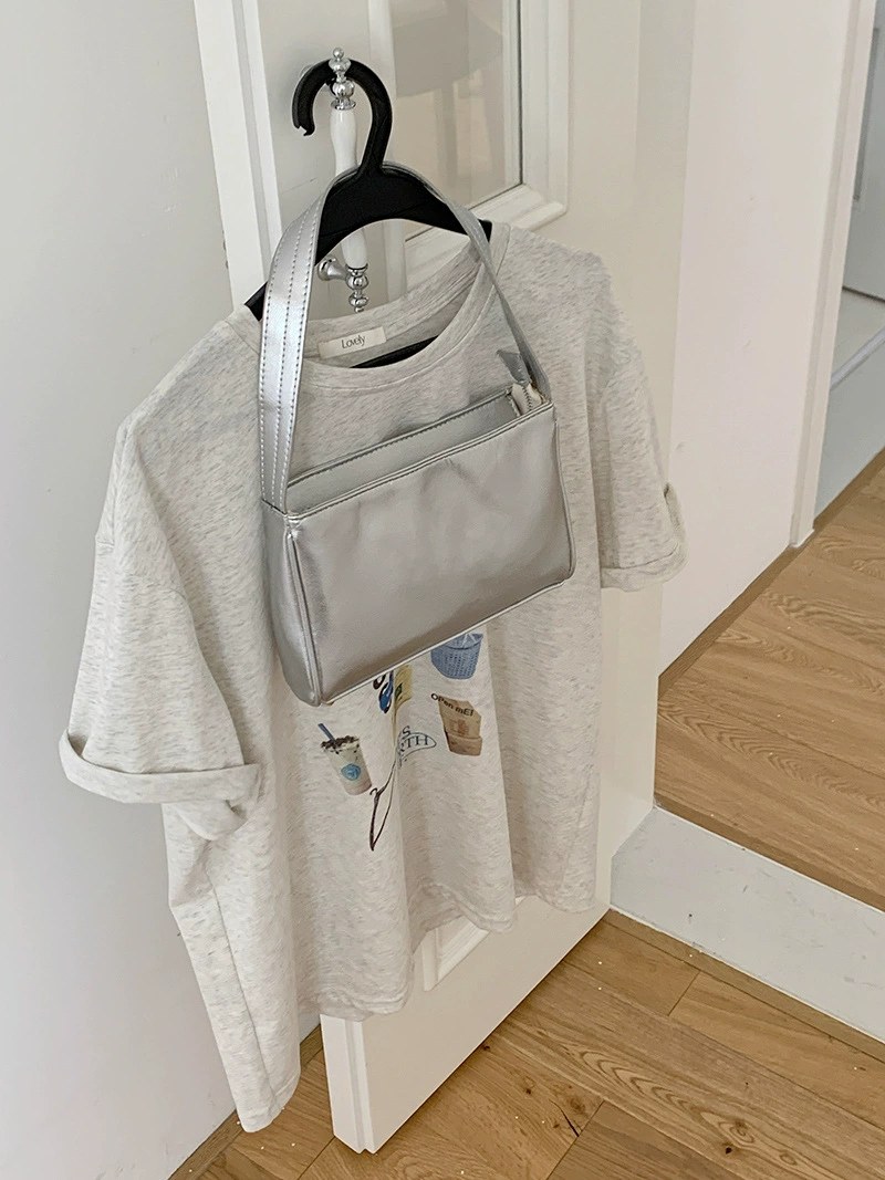Silver PU Leather Shoulder Bag view 4