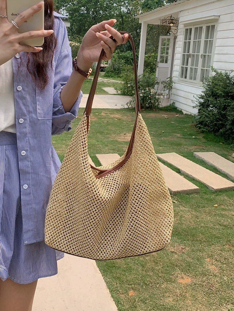 Woven Synthetic Shoulder Bag view 3