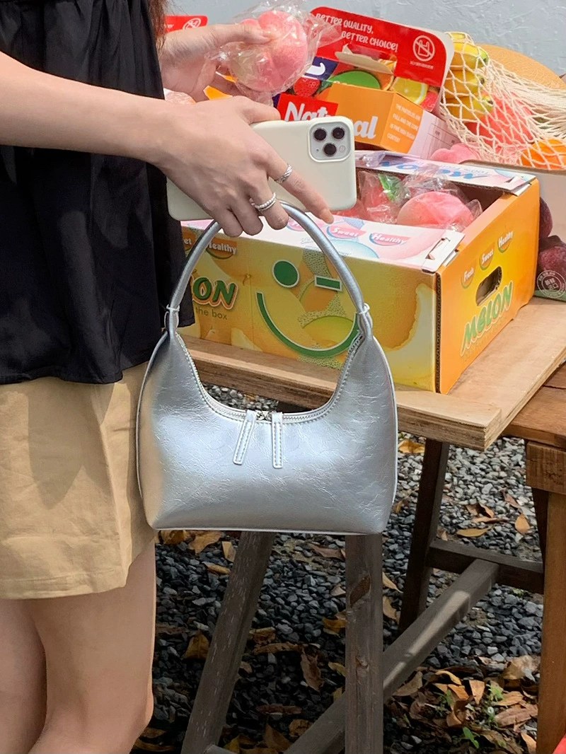 Silver PU Leather Shoulder Bag view 3