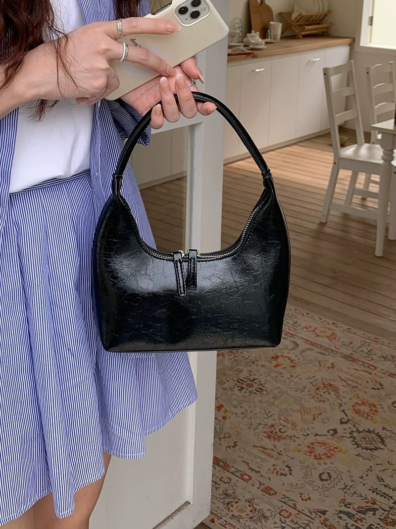 Silver PU Leather Shoulder Bag view 5