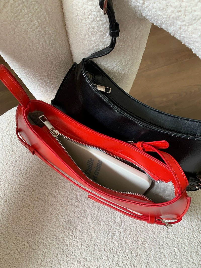Red PU Leather Shoulder Bag view 4