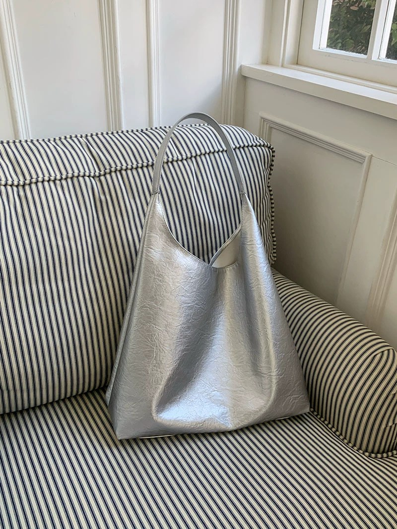 Silver PU Leather Shoulder Bag view 3