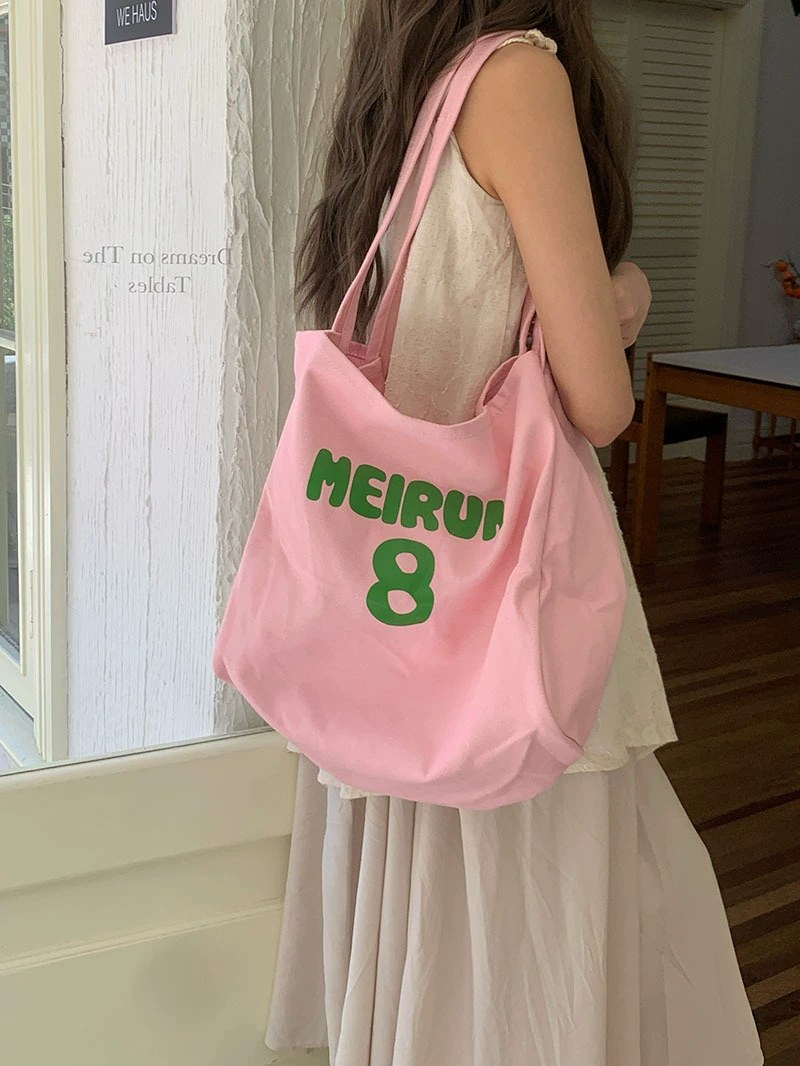 Pink Cotton Canvas Shoulder Bag view 2