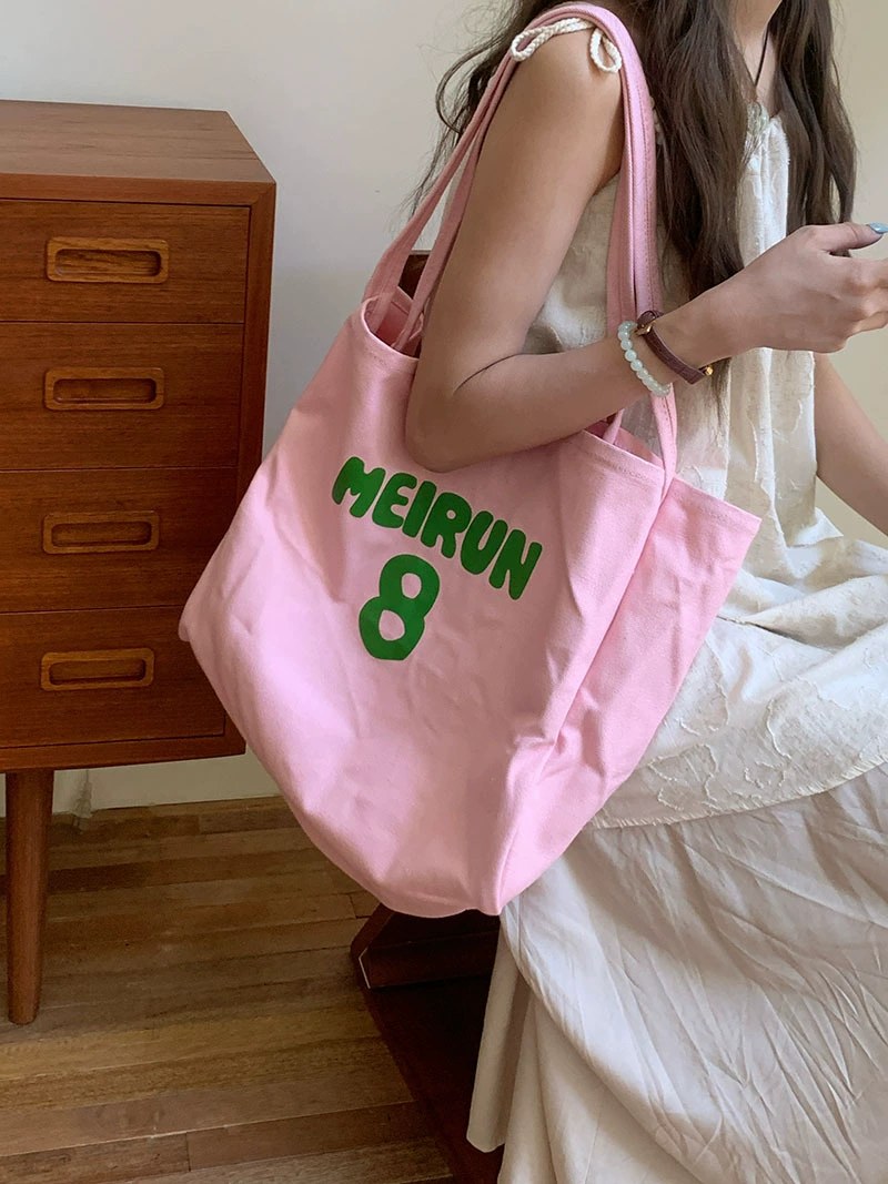 Pink Cotton Canvas Shoulder Bag view 3
