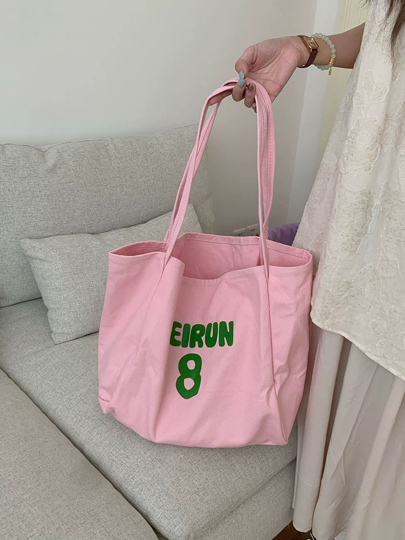 Pink Cotton Canvas Shoulder Bag view 4