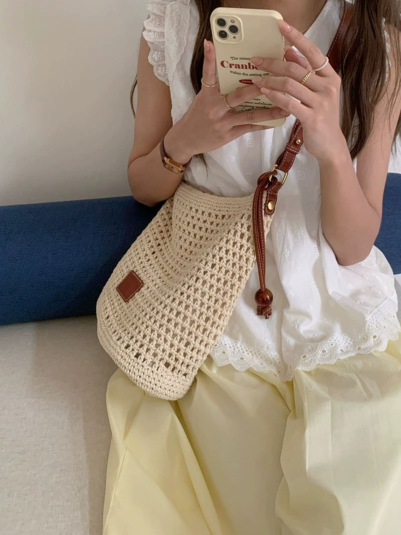 Woven Synthetic Shoulder Bag view 5