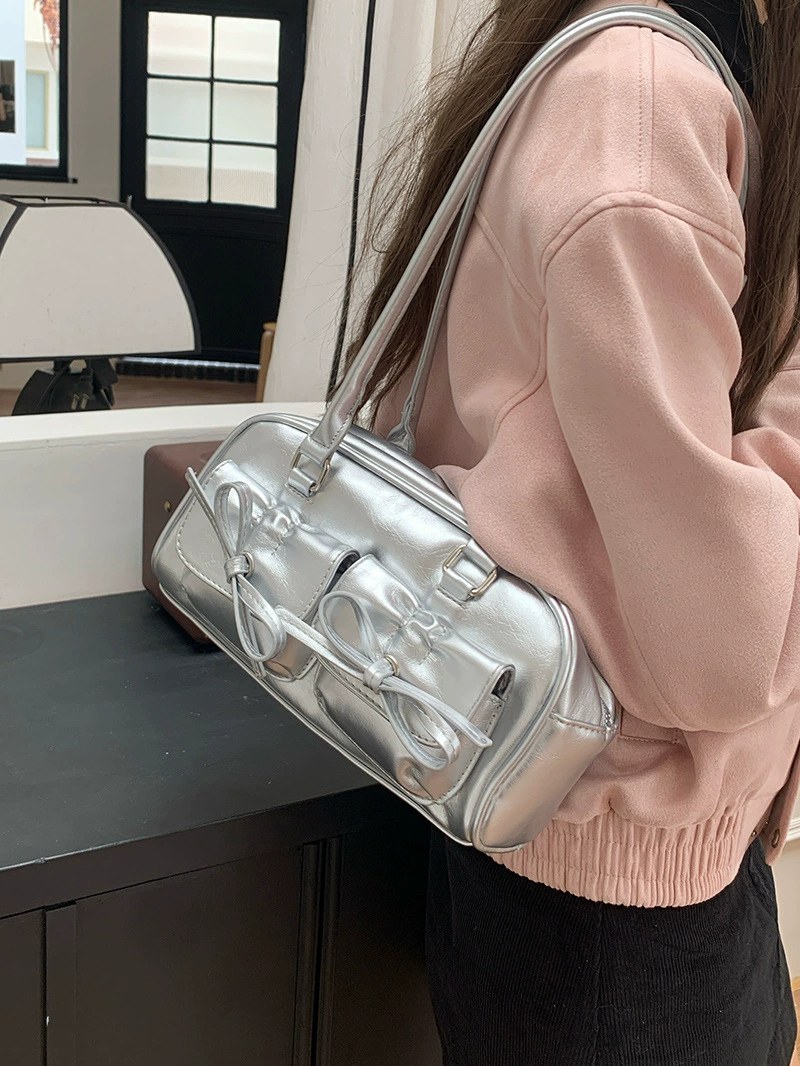 Black PU Leather Shoulder Bag view 3