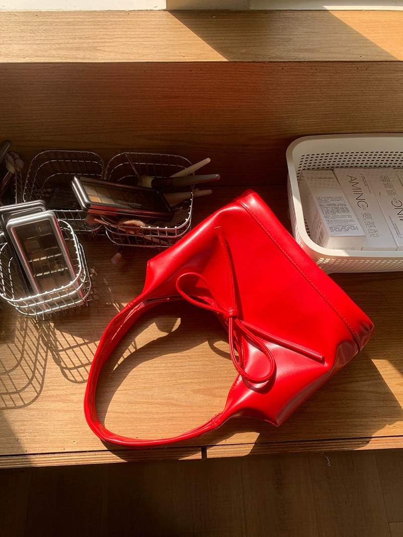 Red PU Leather Shoulder Bag view 5