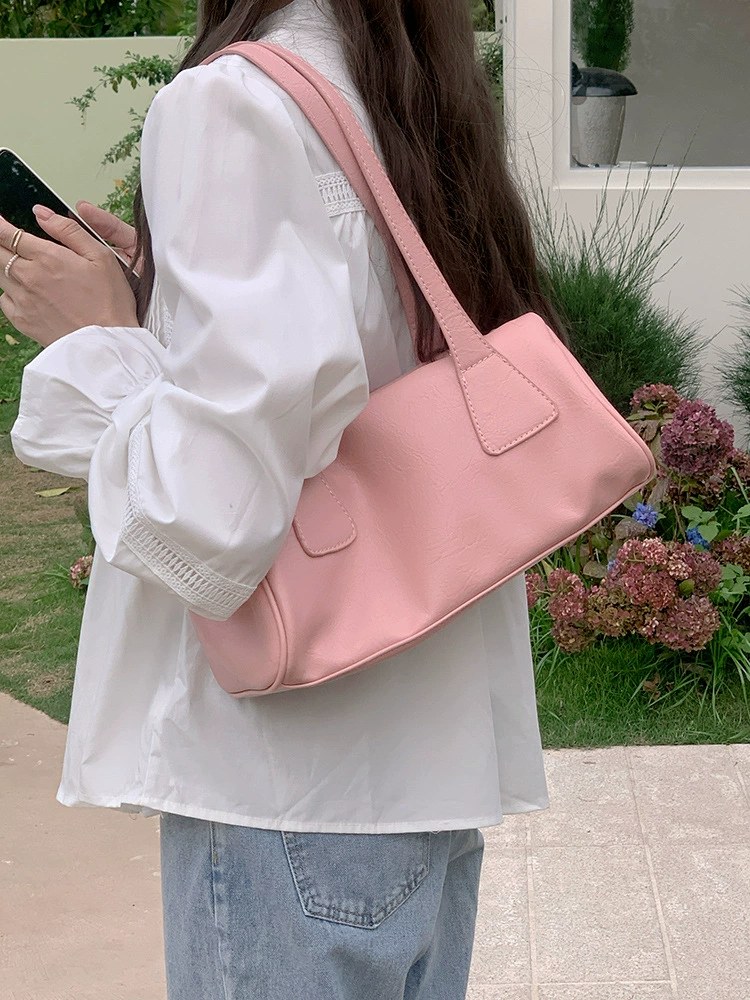 Pink PU Leather Shoulder Bag view 2