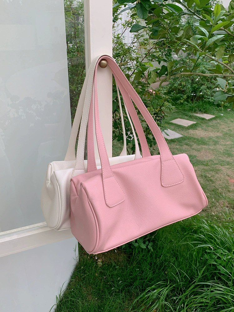 Pink PU Leather Shoulder Bag view 3