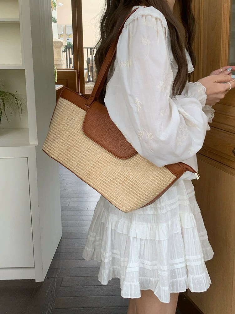 Woven Synthetic Shoulder Bag view 3