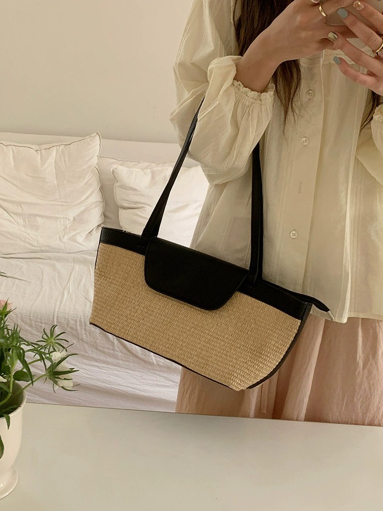 Woven Synthetic Shoulder Bag view 5