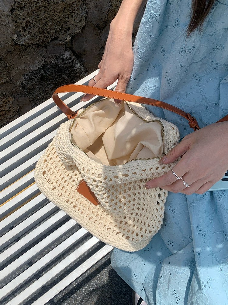 Woven Synthetic Shoulder Bag view 3