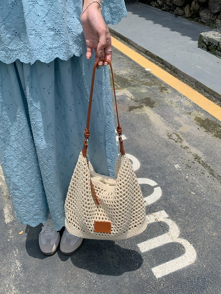 Woven Synthetic Shoulder Bag view 4