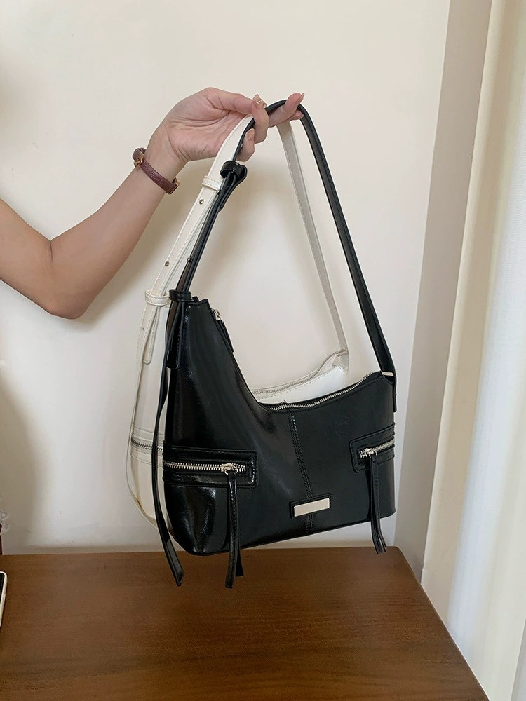 Black PU Leather Shoulder Bag view 2