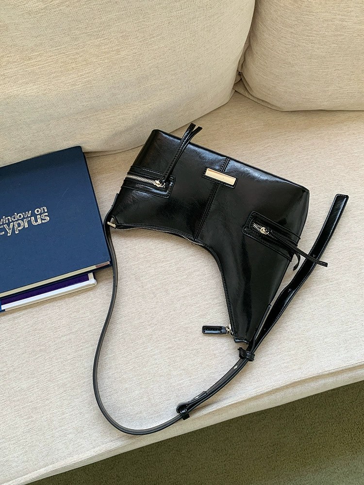 Black PU Leather Shoulder Bag view 4