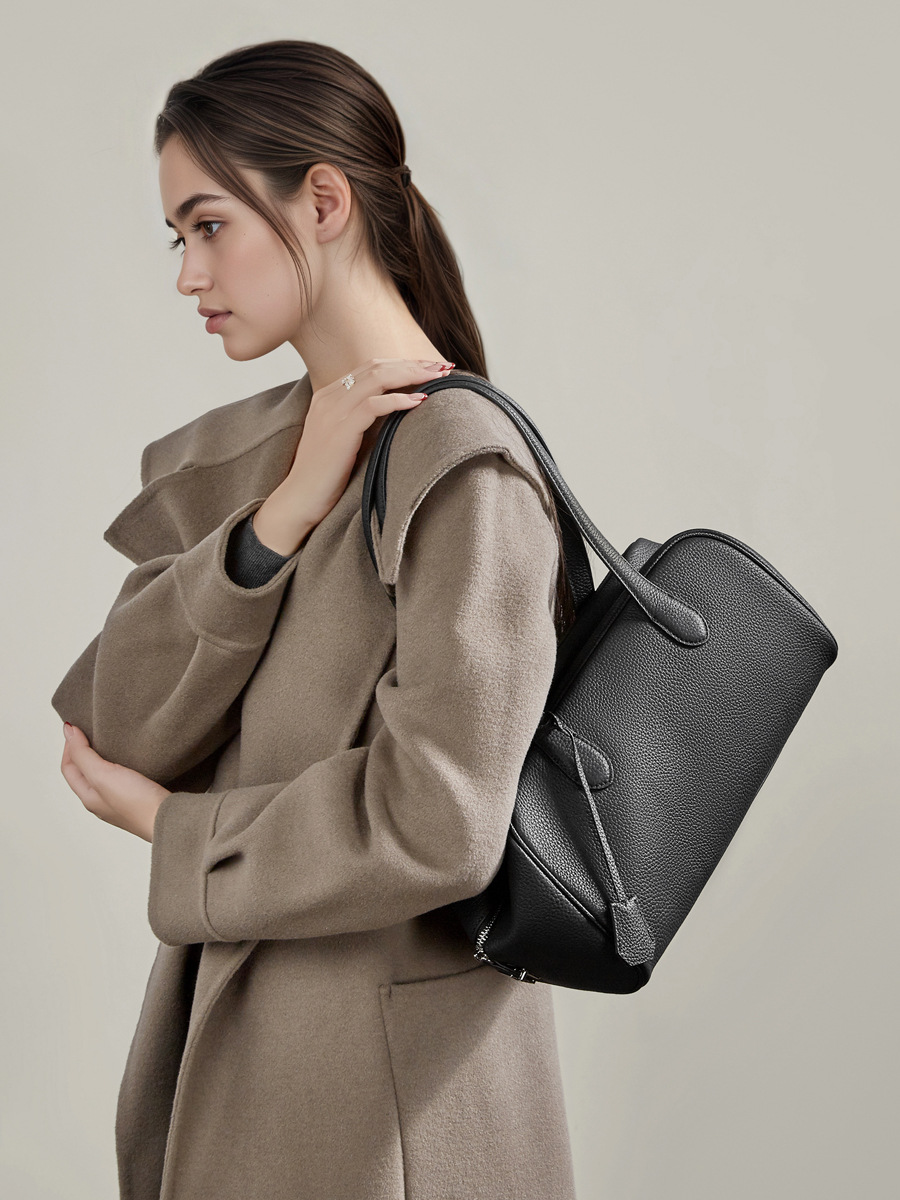 Cowhide Hobo Tote-Bucket — Slouchy Daily Carry view 4