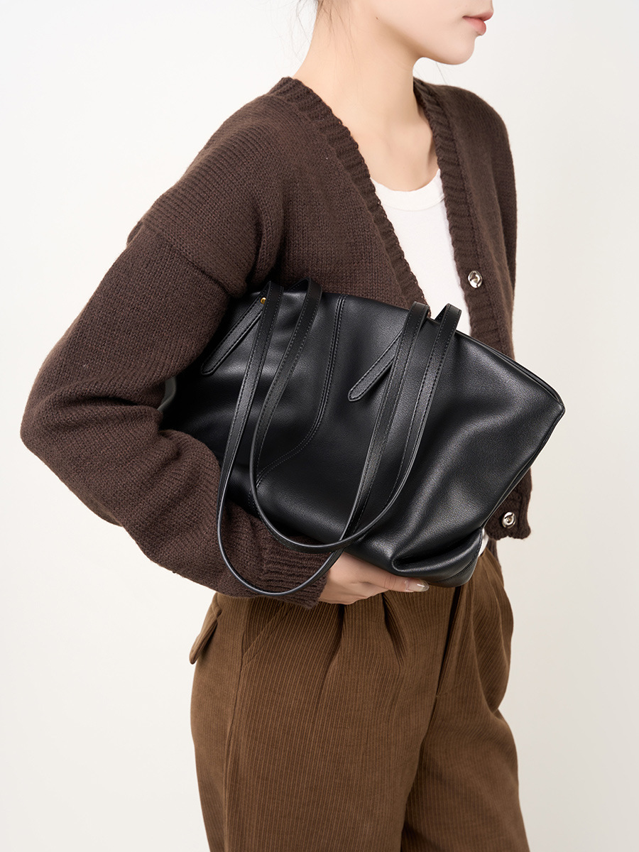 Cowhide Casual Large Tote — Office Commute Two-Colour view 3