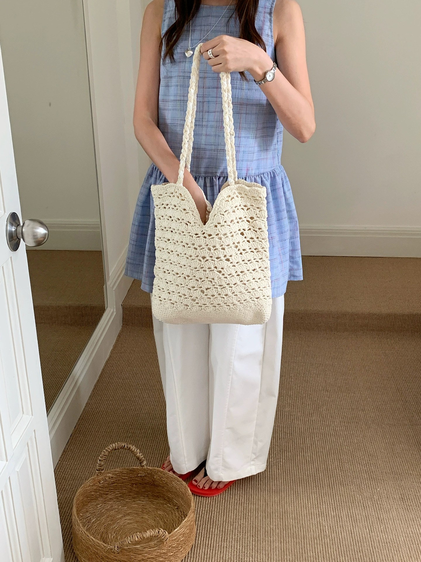 Woven Synthetic Tote Bag view 2