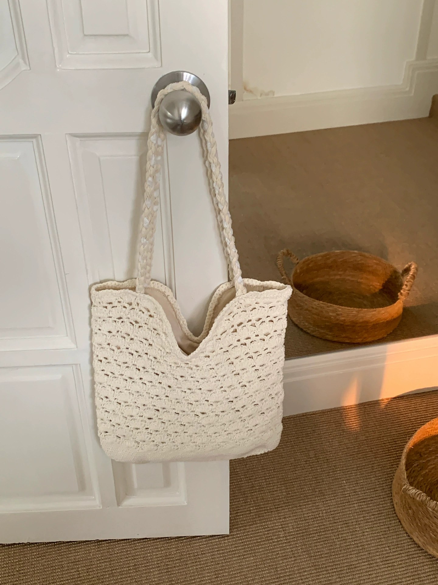 Woven Synthetic Tote Bag view 4